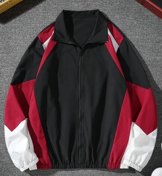 Farbblockierte Herrenjacke, leicht, lässig, für Reisen, winddicht und verschleißfest, Stoff, Geschenk