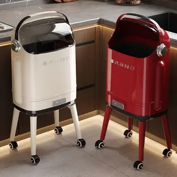 Luxuriöse Mülleimer mit Rollen, große Kapazität, hohe Mülleimer für die Aufbewahrung, moderner, kreativer