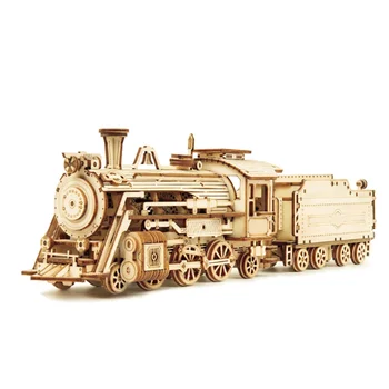 Lokomotive 3D-Auto-Holzpuzzle, maßstabsgetreues Modell, DIY-Modellbausatz, handwerkliches Geschenk