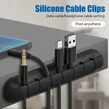 Silikon USB Kabel Organizer Kabel Wickler Desktop Ordentlich Management Clips Kabel Halter für Maus Kopfhörer