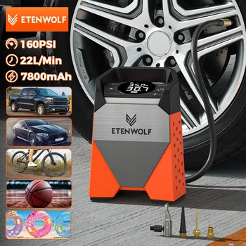 ETENWOLF ZEPHYR S3C Tragbarer Luftkompressor, 100 % Arbeitszyklus-Autoreifenfüller, 7800 mAh, für Autos