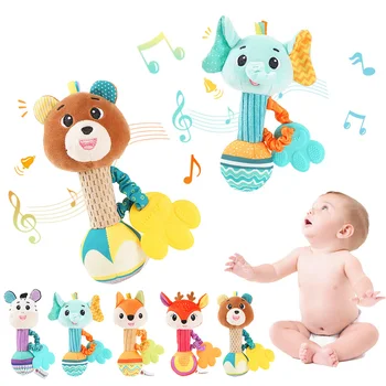 Babyrasseln, weiche Stofftierrassel, Handgriff, Babyspielzeug, Shaker, Crinkle, quietschendes sensorisches
