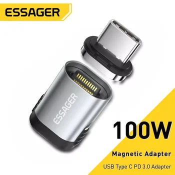 Essager 100 W magnetischer Adapter 24 Pins USB Typ C PD 3.0 Schnellladekabel Konverter für Ipad Pro MacBook