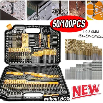 Titanbeschichtete Bohrer HSS Schnellarbeitsstahl Set Werkzeugqualität Elektrowerkzeuge 1/1,5/2/2,5/3 mm