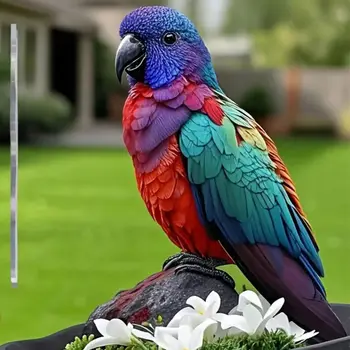 Leuchtende und Farbenfrohe Papageien-Dekoration für Außenbereich, Park, Terrasse, Hof, Tierfigur