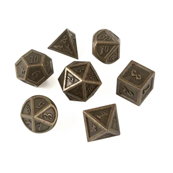 Metall Polyedrische DND Würfel Bronze DND Spiel Würfel für RPG Dungeons and Dragons DND RPG MTG D20 (7 Stück)