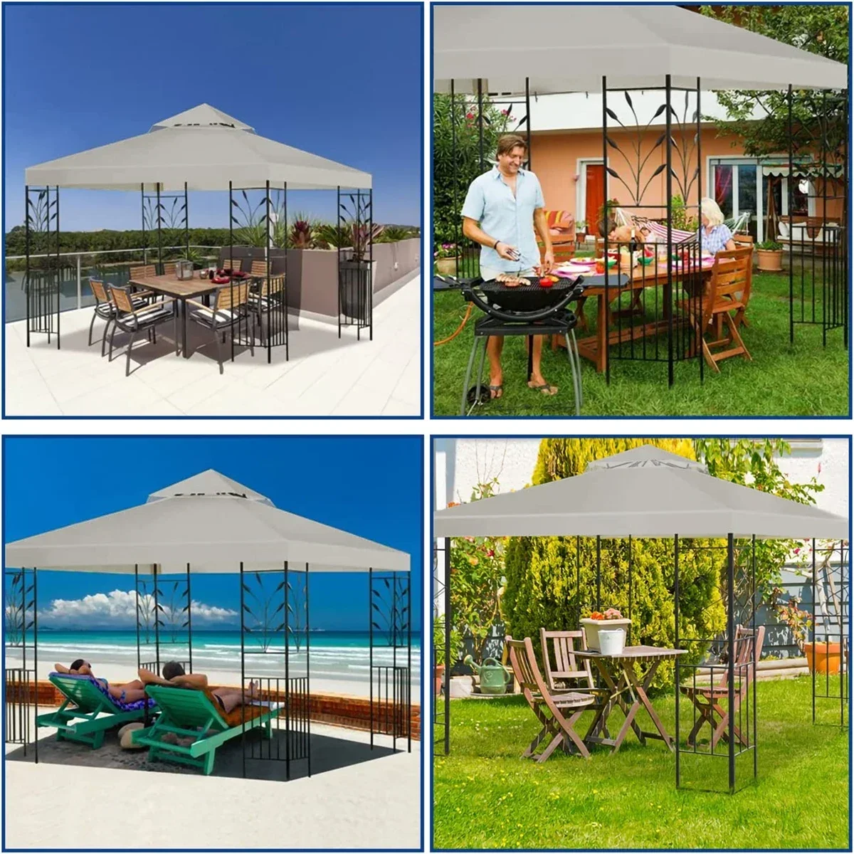 2,5x2,5 m Outdoor Garten Sonnenschirm Tuch Pavillon Markise – Bild 6
