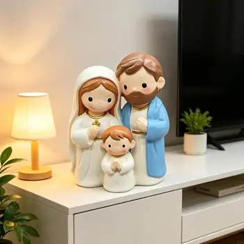 Weihnachten Krippe Heilige Familie Statue Desktop Ornament Weihnachtsdekorationen Handbemalte Krippenfiguren