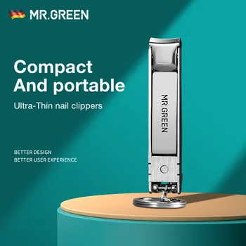 MR.GREEN Ultradünner Nagelknipser, zusammenklappbar, tragbar, für Reisen, Fingernägel, Nagelschere, Schneider