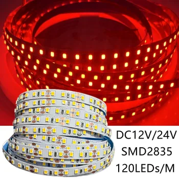 120 LEDs/m DC12V 24V Home Lampenstreifen 2835 LED-Streifen Dekor Rot Eisblau Grün Gelb Rosa Flexibel