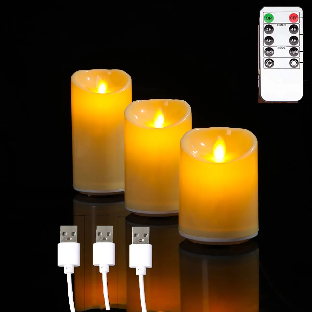 1 oder 3 Stück USB-Aufladung, ferngesteuerte LED-Kerzen mit – Bild 3