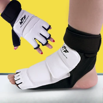 Taekwondo Leder Fuß Handschuhe Sparring Karate Knöchel Schutz Boxen Kampfkunst Socke Training Sport Schutz