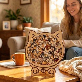 Tierförmiges Holzpuzzle mit Ständer und Werkzeugen Erwachsenen Puzzle Kreative Heim Tischdekoration Geschenk