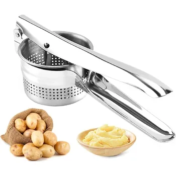 Kartoffelstampfer, Küchenhelfer, Zerkleinerer aus lebensmittelechtem Edelstahl, Obst- und Gemüseentsafter