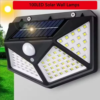 Solarleuchte für den Außenbereich, 100 LED-Wandleuchten, PIR-Bewegungsmelder, solarbetrieben, Sonnenlicht