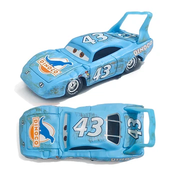 Pixar Cars Battle-Damaged Car King Anime-Modell 43 Strip Weathers Dinoco Kinderspielzeug 1:55 Metall-Druckguss