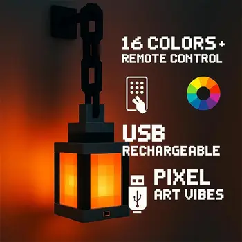 Nachtlicht im Pixel-Stil, tragbare Laterne, Tischdekoration, 16 Farben, Laterne, DIY-Innendekoration