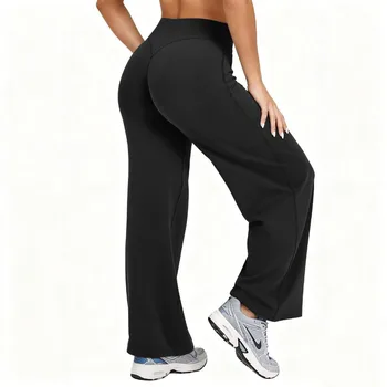 Frauen Plus Größe Yoga Breite bein Hosen Hohe Taille Dehnbar Einfarbig Leggings Laufen Pilates Sport Mode