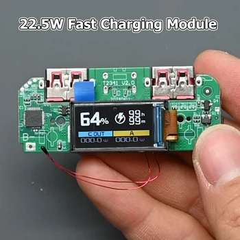 22,5W PD QC Schnellladungs-Powerbank-Modul mit TFT-Display und Mehrfachschutzplatine für 3,7V Lithium-Batterie