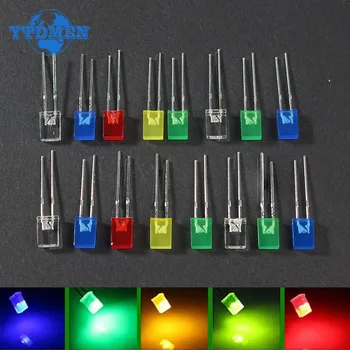 Platz 2*5*7mm LED Diode 2X5X7mm 5 Farben Rot Gelb Grün blau Weiß LED Leuchtdiode Kit für DIY (100 Stück)