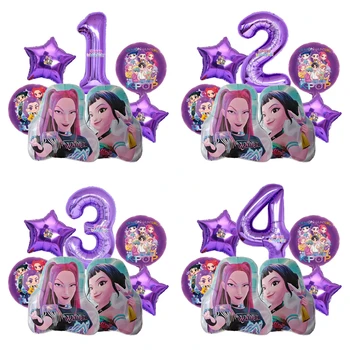 Musik-Mädchen-Jägerinnen Kindergeburtstags-Party-Dekorations-Set mit Zahlenballons 0-9 (7 Stück)