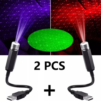 2X Romantische LED Sternenhimmel Nachtlicht 5V USB Powered Galaxy Star Projektor Lampe für Auto Dach Zimmer