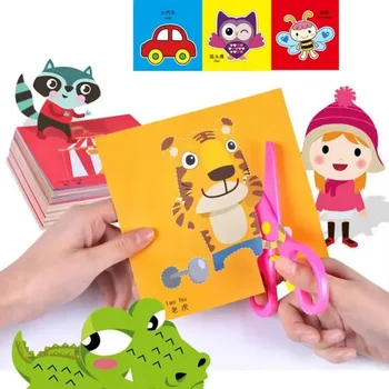 Handgeschöpftes Papier Geschnittenes Buch Kinder Handwerk Spielzeug DIY Cartoon Scrapbooking Papier (48 Stück)