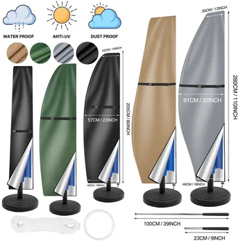 Terrassenschirm-Sonnenschirm-Abdeckung, wasserdicht, für den Außenbereich, Banane, gerader Stil, passend