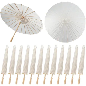 Sonnenschirme für Hochzeiten, Fotoshootings und Cosplay, 40/60/80cm Papier-Schirme, DIY Weiße (6 Stück)