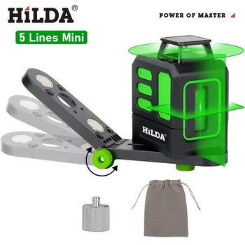 HILDA Laser-Nivelliergerät 2 Linien/5 Linien 360° Automatische Nivellierung Baustellengerät Grünes Licht