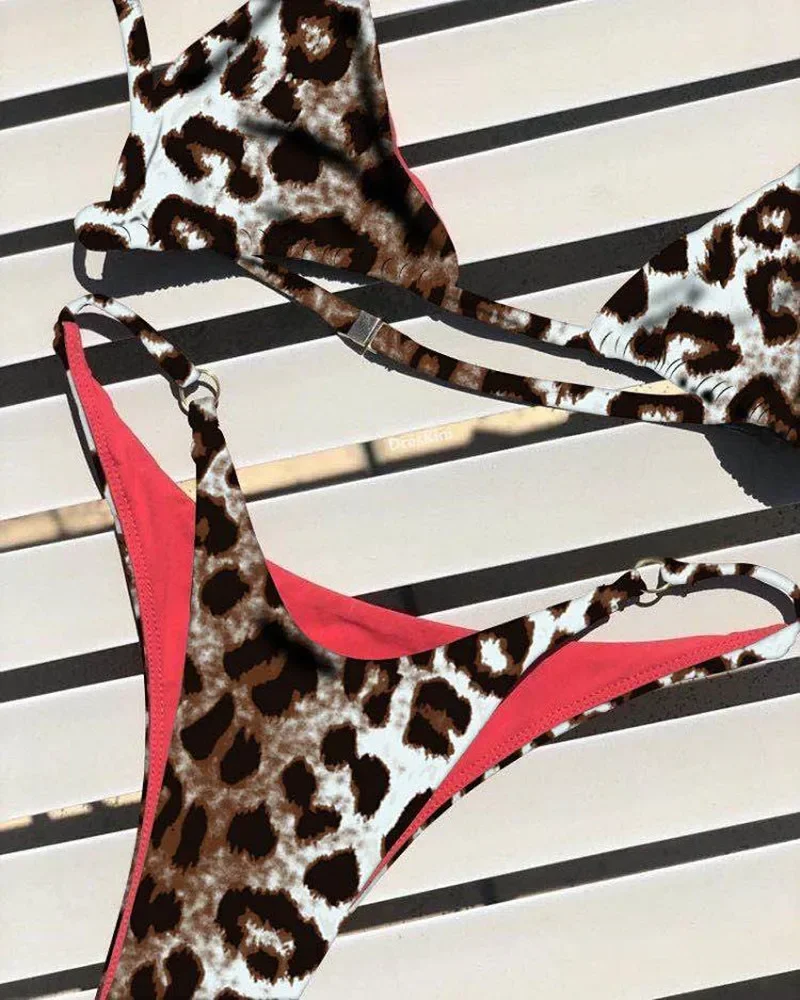 Sexy Leopard Bikini Anzug Frauen Strap Push Up Badeanzug Drei – Bild 2