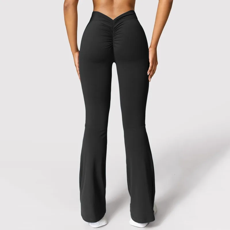 Mode Micro Horn Leggings Frauen V-back Taille Sport Hosen – Bild 3