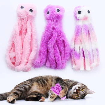 Katzenspielzeug, niedliches Oktopus-Plüschtier, bissfeste Zähne, interaktives Spielzubehör für Heimtierbedarf