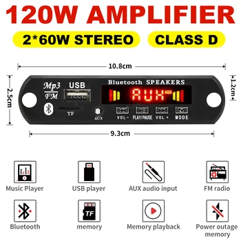 60W 50W Verstärker Bluetooth 5.0 DIY MP3 WAV Decoder Board DC 12V Drahtlose Auto USB MP3 Player TF Karte Slot