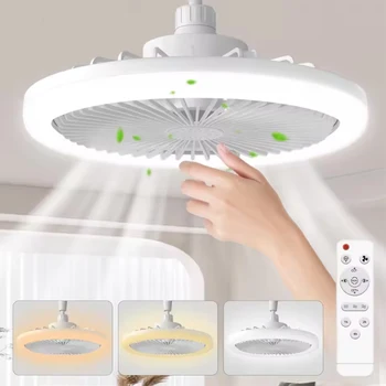 Drehbarer 3-in-1 Deckenventilator mit Licht, E27 LED-Konverter-Sockel, Smart-Fernbedienung
