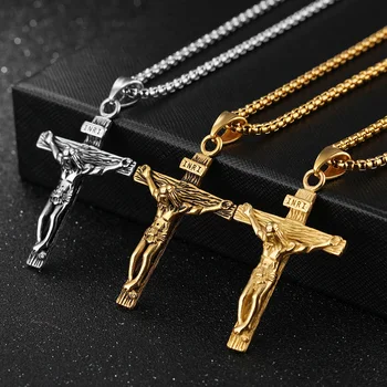 Premium-Kreuz-Halskette für Damen, 18 Karat vergoldet, trendige Gold-Kreuz-Anhängerkette für Mädchen