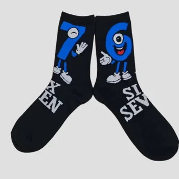 Eingetroffen: Lustige Cartoon-Zahlen- und Buchstaben-Socken für Herren, mittelhohe Socken