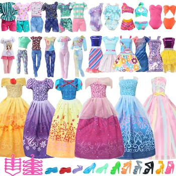 Puppenkleidung und Zubehör für 11,5-Zoll-Puppen, zufälliges 1 Prinzessinnenkleid, 2 Alltagskleider (27 Stück)