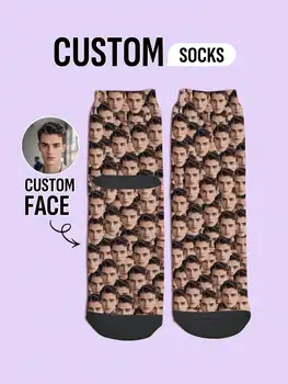 Socken mit individuellem Gesicht, personalisierte Fotosocken, lustiges Geschenk für Männer, Frauen, Paare