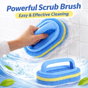 Haushaltsreinigungsbürste mit Griff, Spülmittel, Badezimmer, Küche, Wanne, verdickter Scheuerschwamm