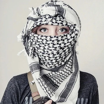 Leichter karierter Hijab-Schal für Männer und Frauen, arabisches Wüstenkopftuch, weiche taktische