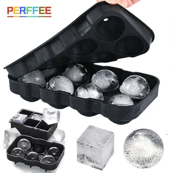 Eiswürfelschale, Silikon-Eisball-Gefrierschrankform, quadratischer Eiswürfelbereiter mit Deckel, 4/6/8 Gitter