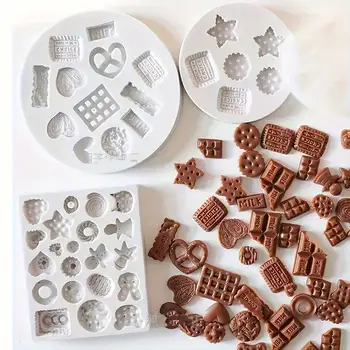Silikon-Schokoladen-Keksformen Mini DIY Schmuckherstellungswerkzeuge Realistische Keks-Anhänger