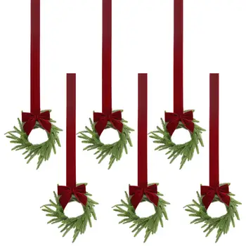 Weihnachtskranz für Fenster, 30 cm, realistische, künstliche rote Schleifen, Girlande, Fensterkranz