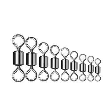 Angelwirbel, Rollenwirbel, massive Edelstahlringe, Angelhaken, Köderverbinder für Angelzubehör (50 Stück)