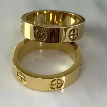 Mode Klassische Kreuz Edelstahl Ringe Für Frauen Männer Gold Farbe Luxus Schmuck Hochzeit Geschenk