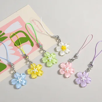 Niedliche Romantik, bunter Sakura-Blumen-Anhänger, Handykette für Frauen und Mädchen, Paar, Accessoires