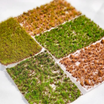 5 mm Miniatur-Wasserland-Grascluster-Modell, künstliche unregelmäßige Form, Geländegras, Gebäude