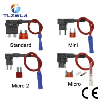 12V MINI SMALL MEDIUM Size Auto-Sicherungshalter Add-a-Circuit TAP-Adapter mit 10A Micro Mini Standard ATM