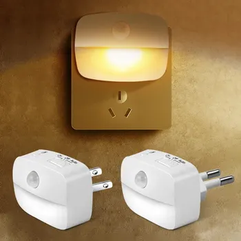 LED Nachtlicht Mit Motion Sensor Licht EU UNS Steckdose Lampen Kinder Nacht Lichter Drahtlose Wand Nacht